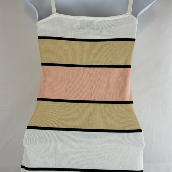 SNDYS Tube Dress M White Black Beige Pink Color Block Spaghetti Strap Knit - Picture 9 of 12